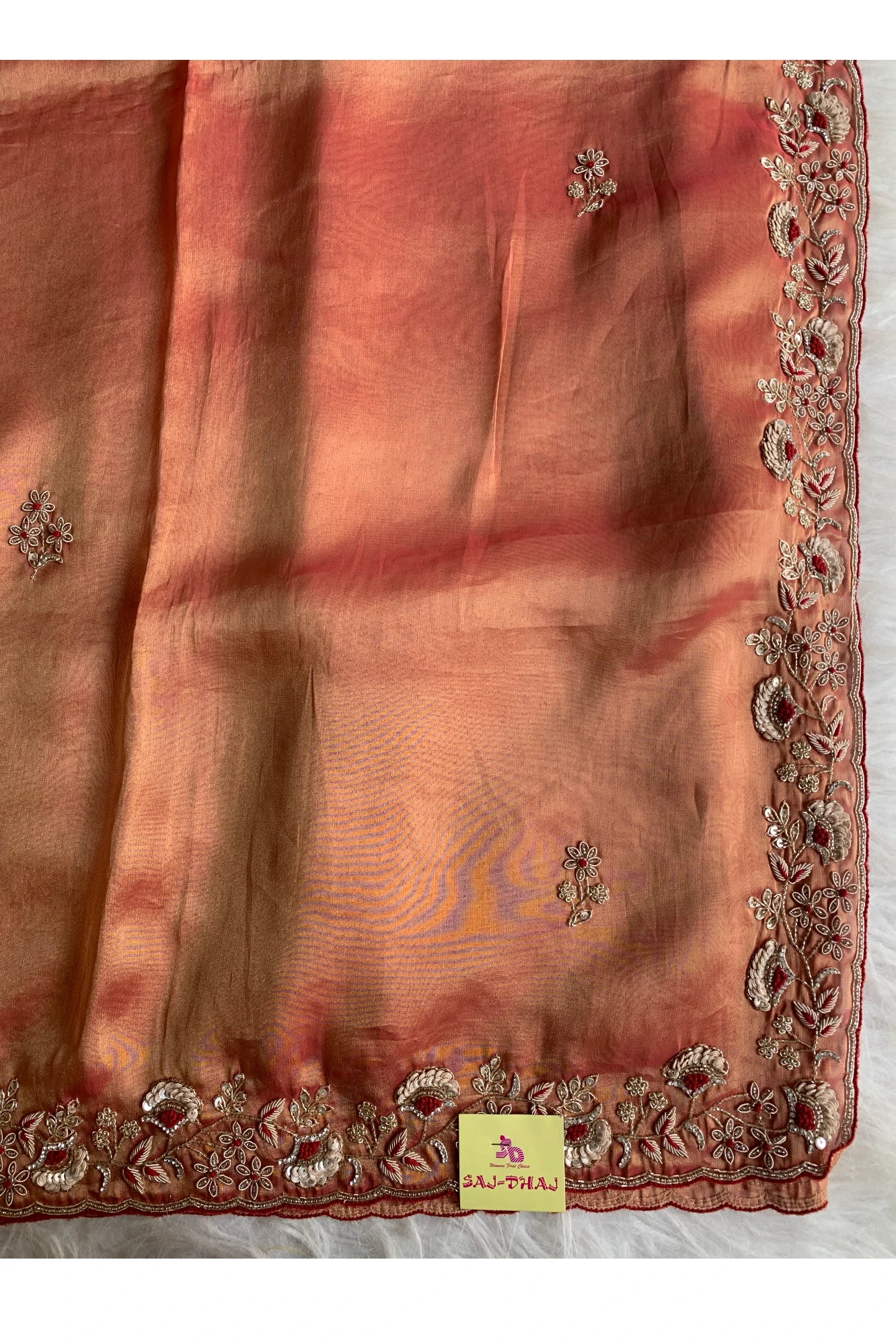 Brick Tissue Silk Saree 5525 02
