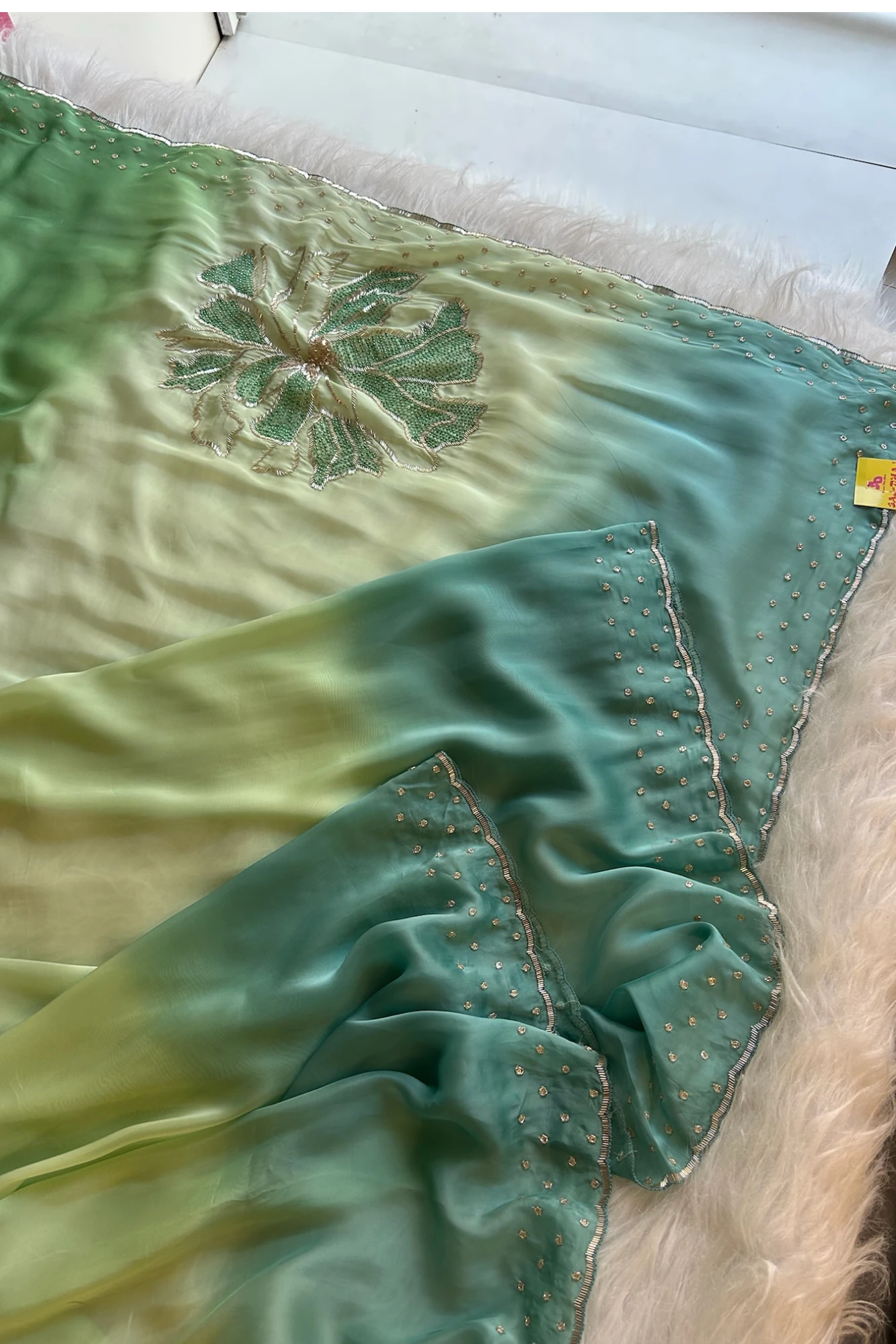 Three-Tone Ombre Habutai Silk Saree with Designer Pallu 5765 03