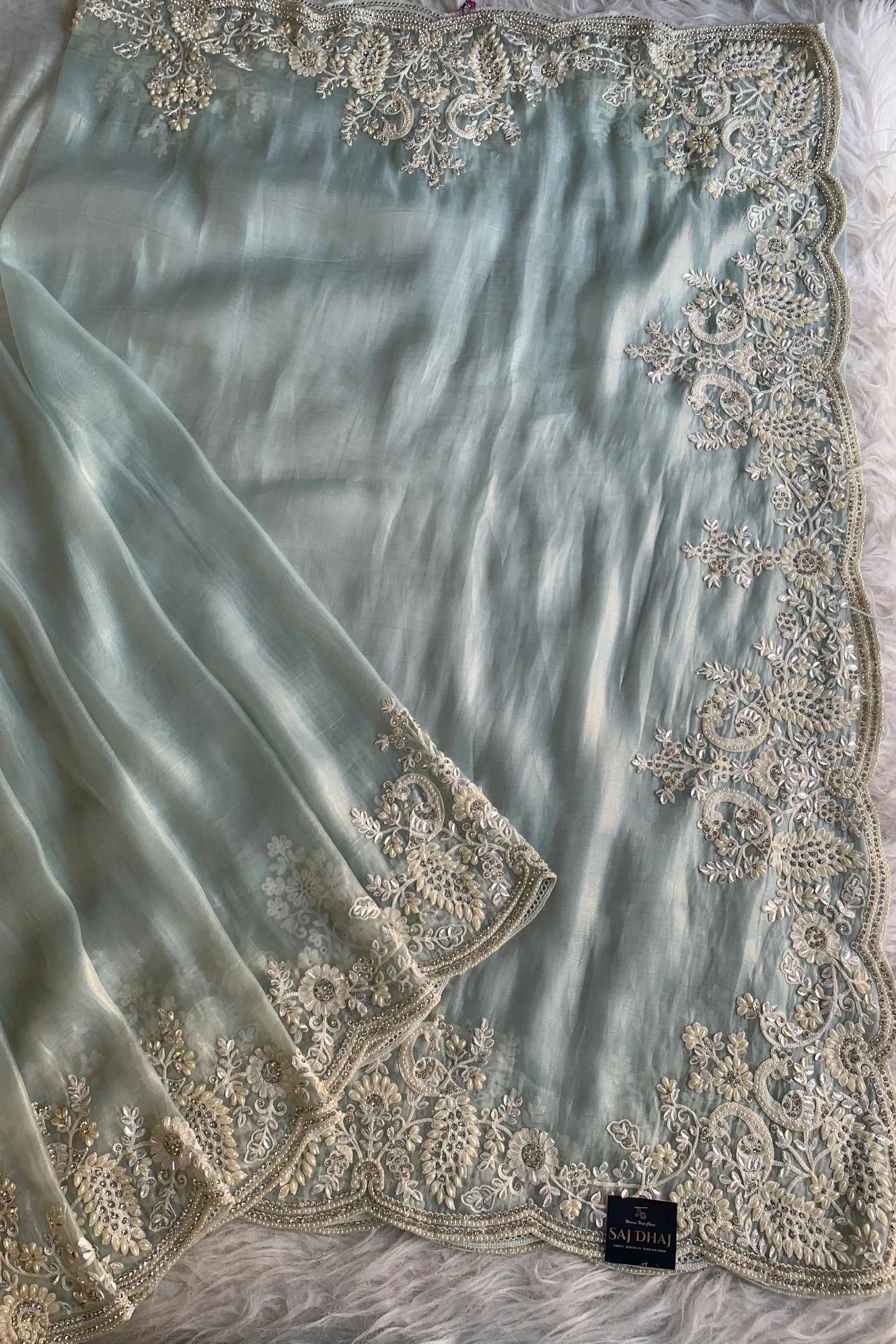 Sky Blue Reyana Organza Saree 5801 02