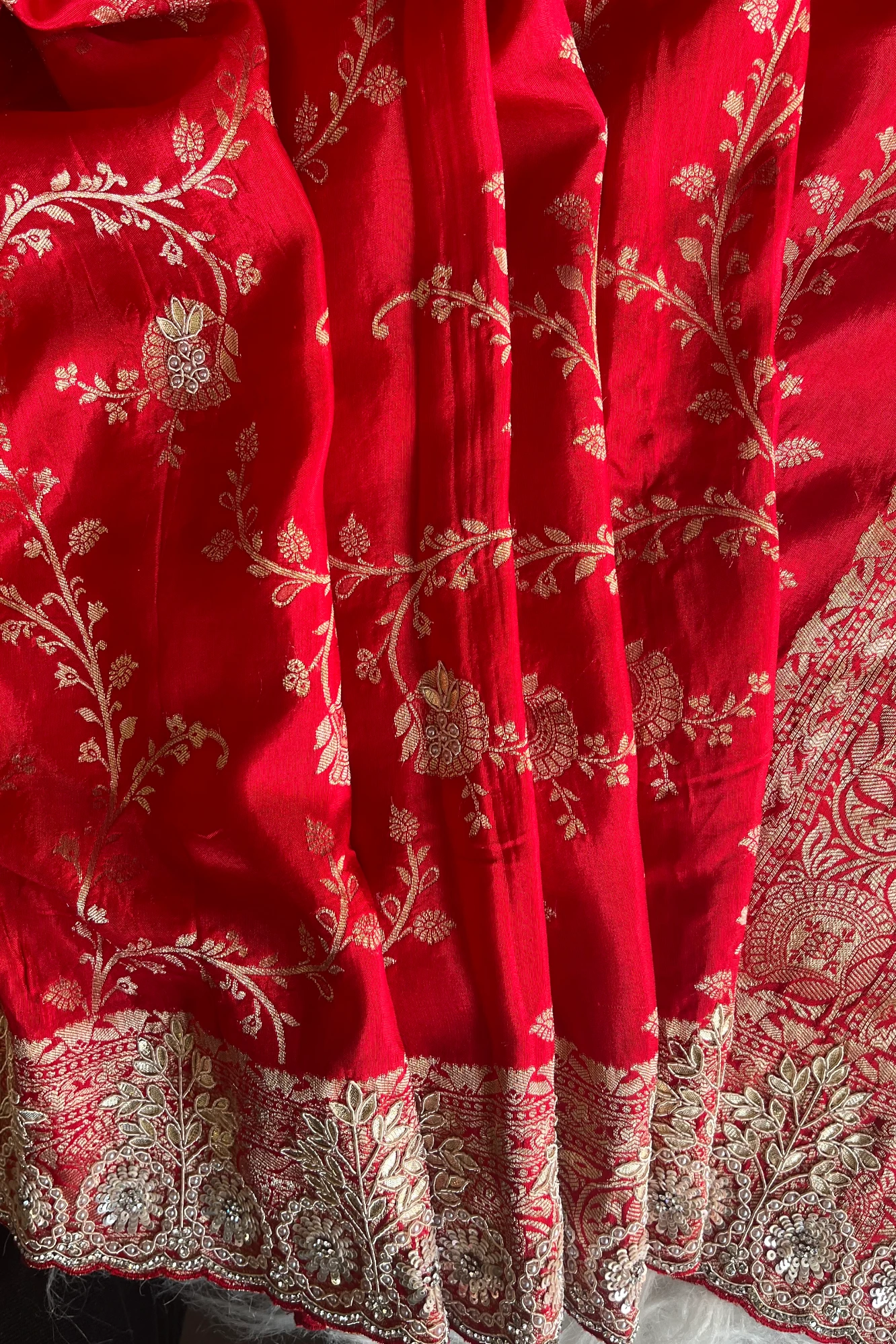 Red Banarasi Russian Silk Saree 5544 15