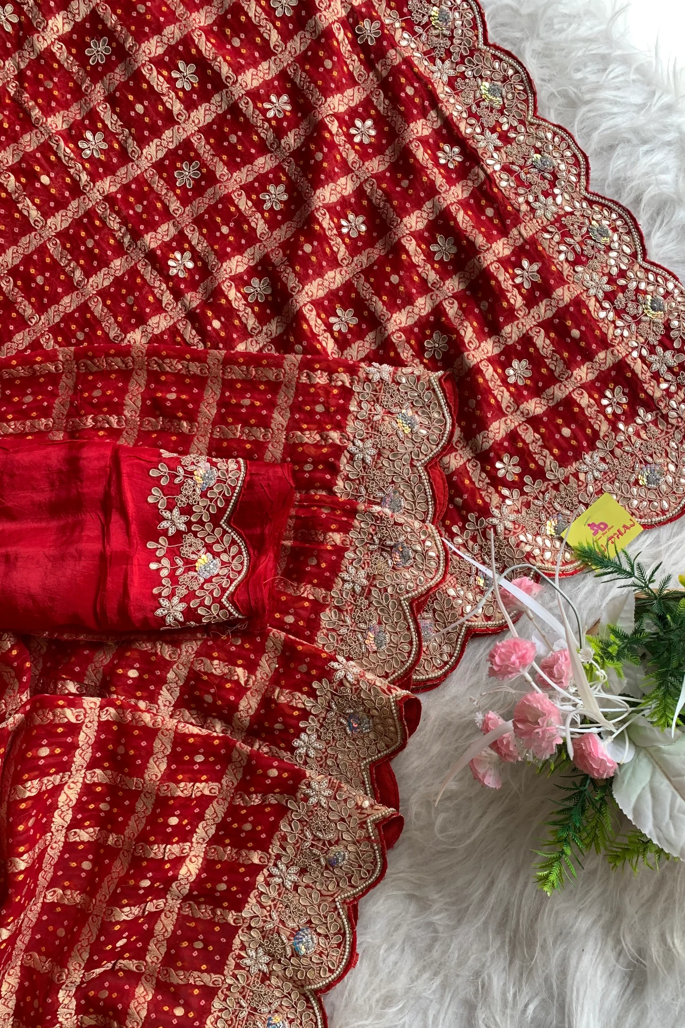 Red Gharchola Gota Patti Saree 5700 16