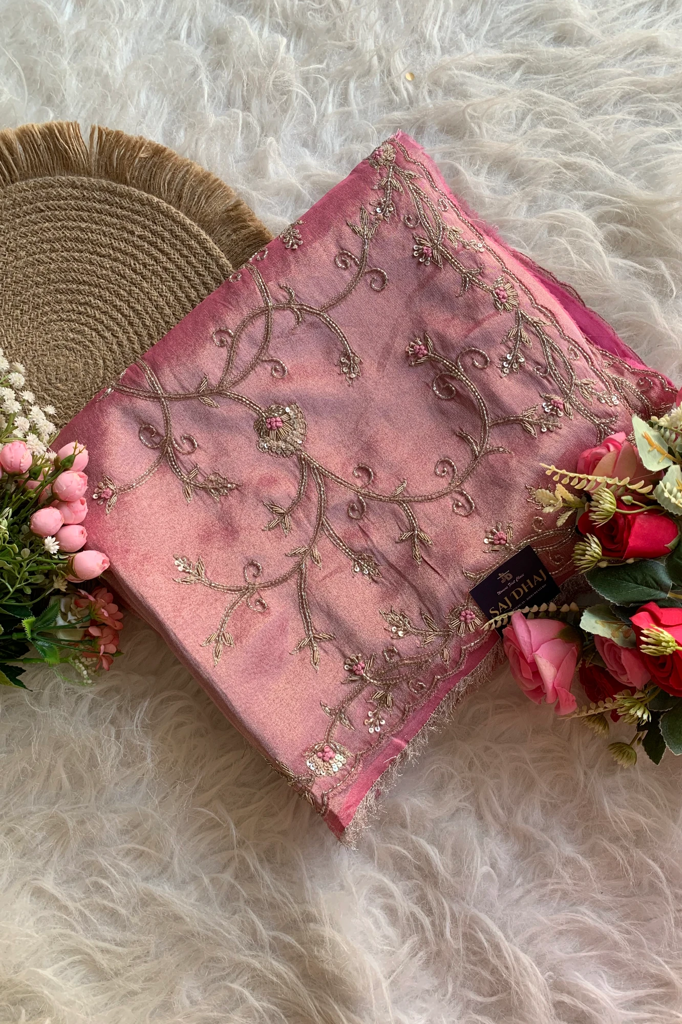 Onion Pink Tissue Saree 5792 02