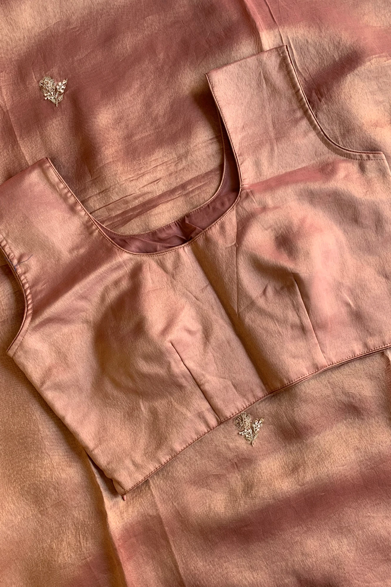 Brick Embellished Tissue Saree 5764 17