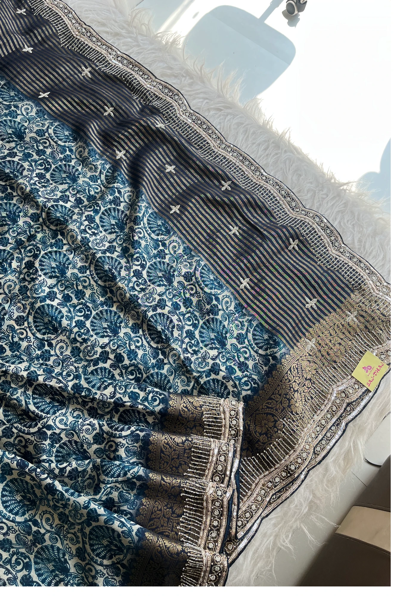 Ink Blue Patola Print Saree 5141 15