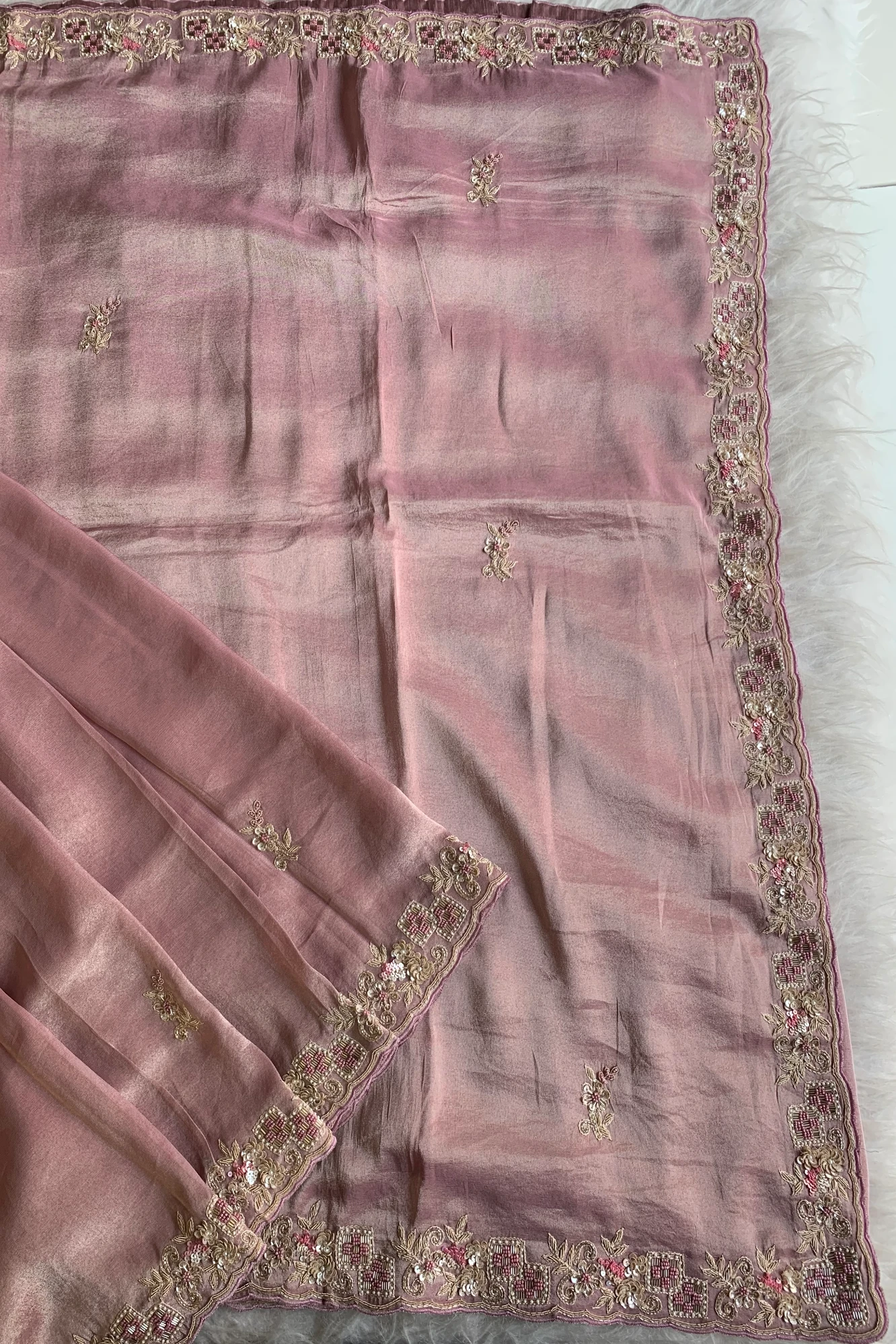 Peach Aari Thari Tissue Saree 5760 01