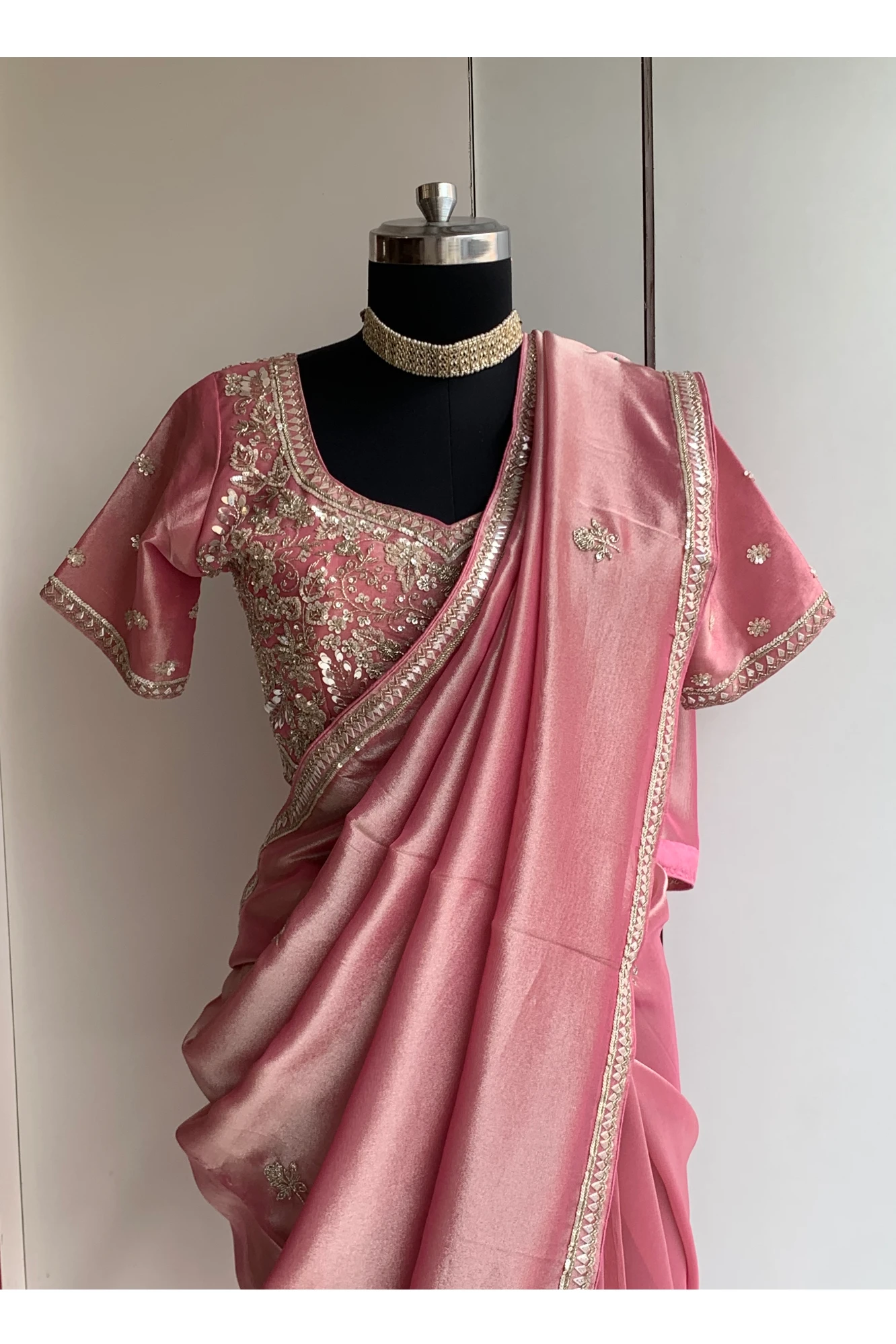 Pastel Pink Tissue Silk Saree 5525 07