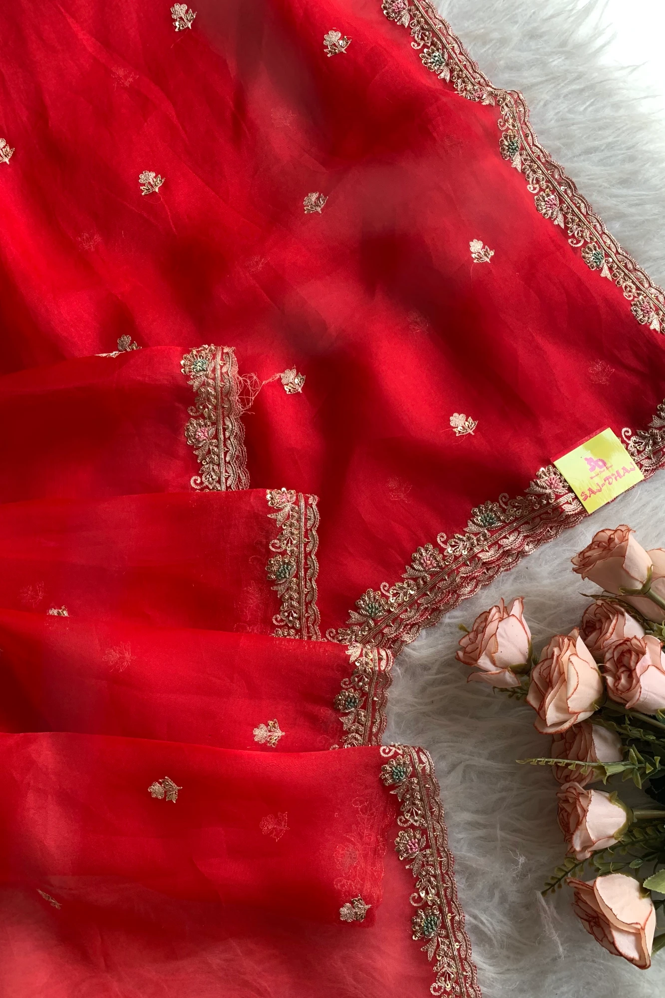 Red Organza Saree 5750 11