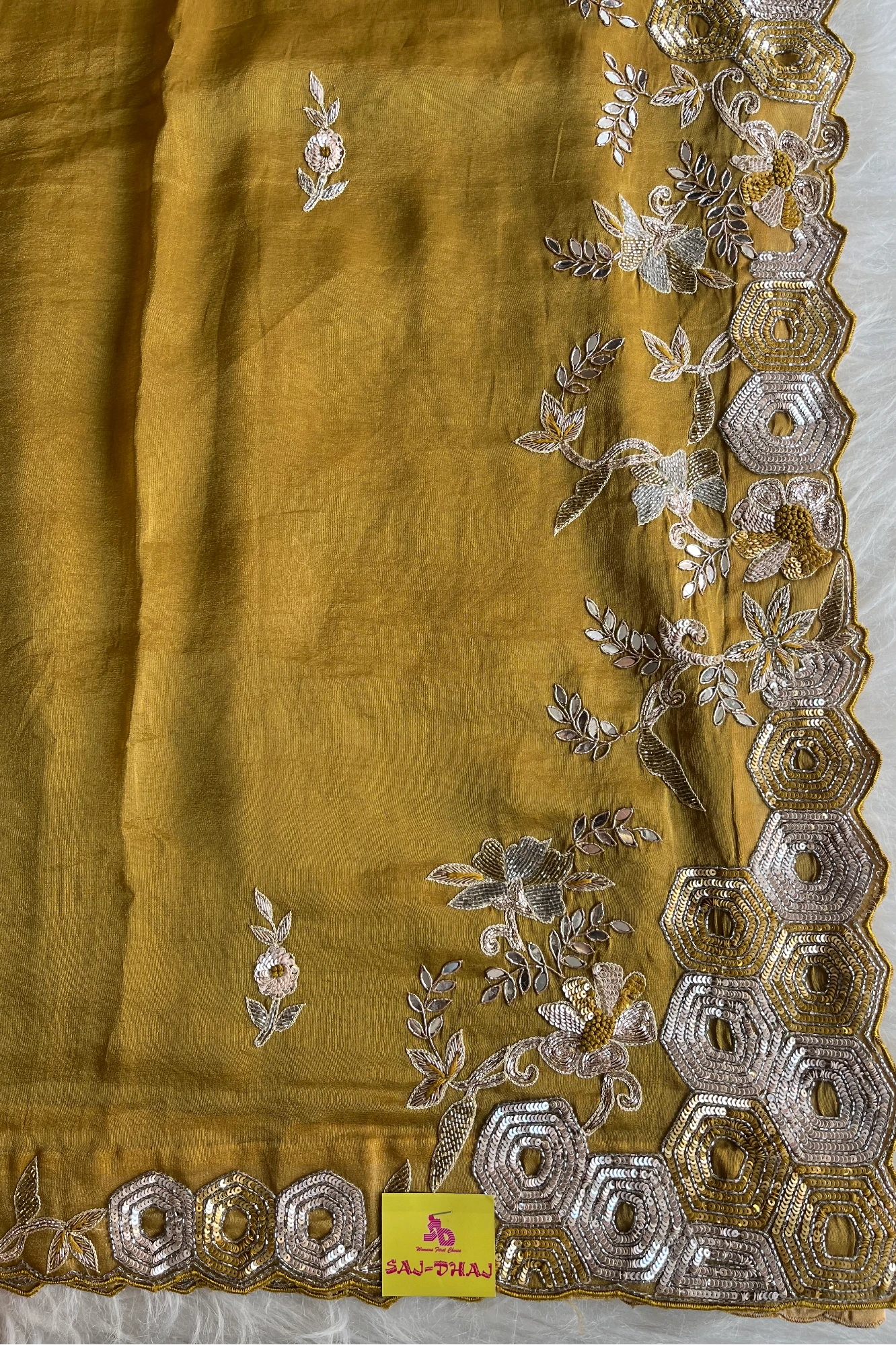 Yellow Tissue Designer Saree 5760 01
