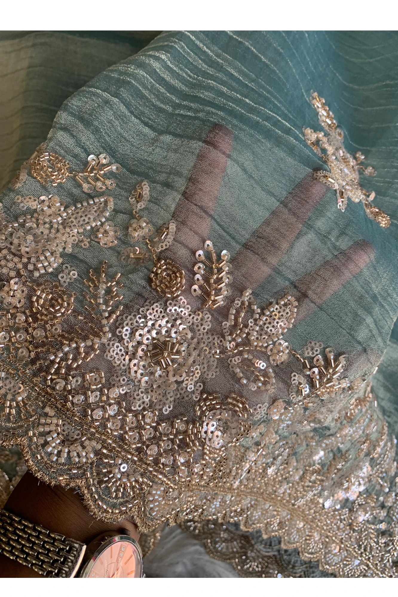 Sea Green Crush Tissue Saree 5748 03