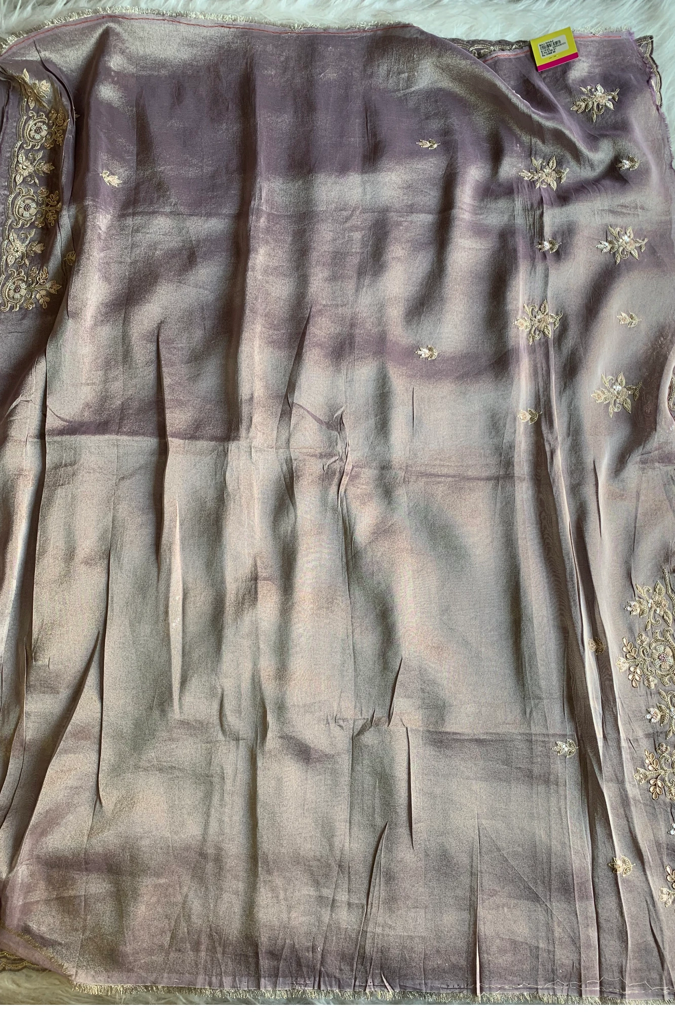 Lilac Aari Embellished Tissue Saree 5760 01