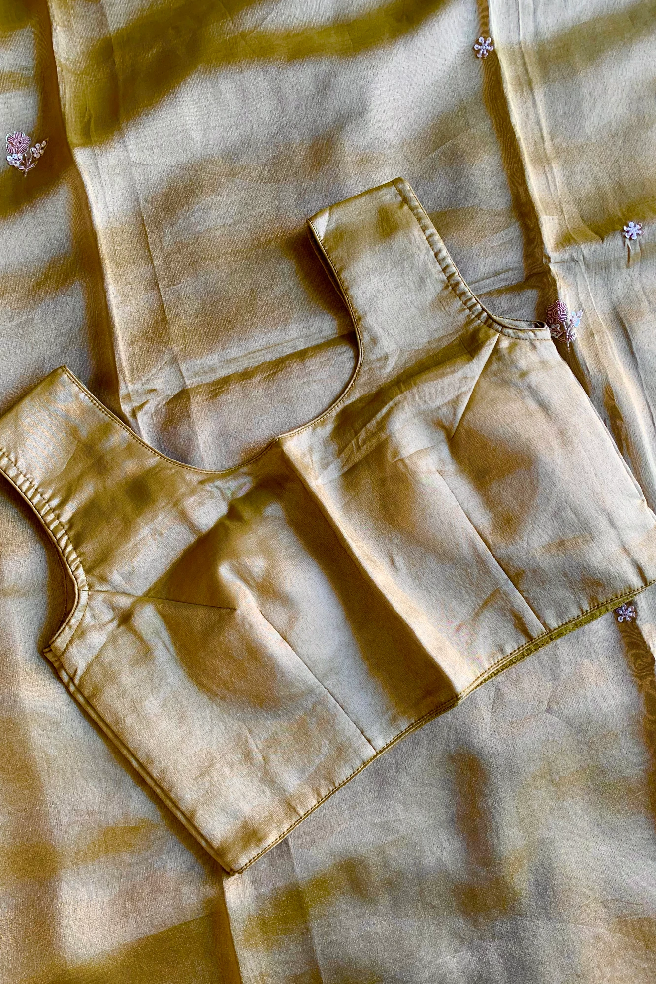Olive Green Embellished Tissue Saree 5764 17