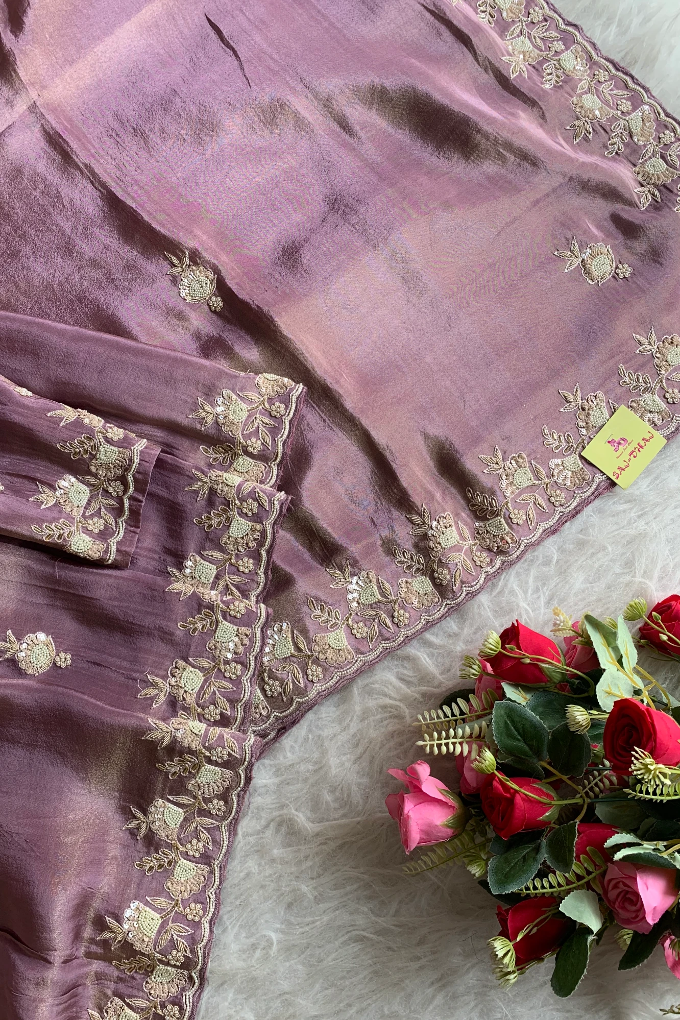 Lilac Embellished Tissue Saree 5189 02