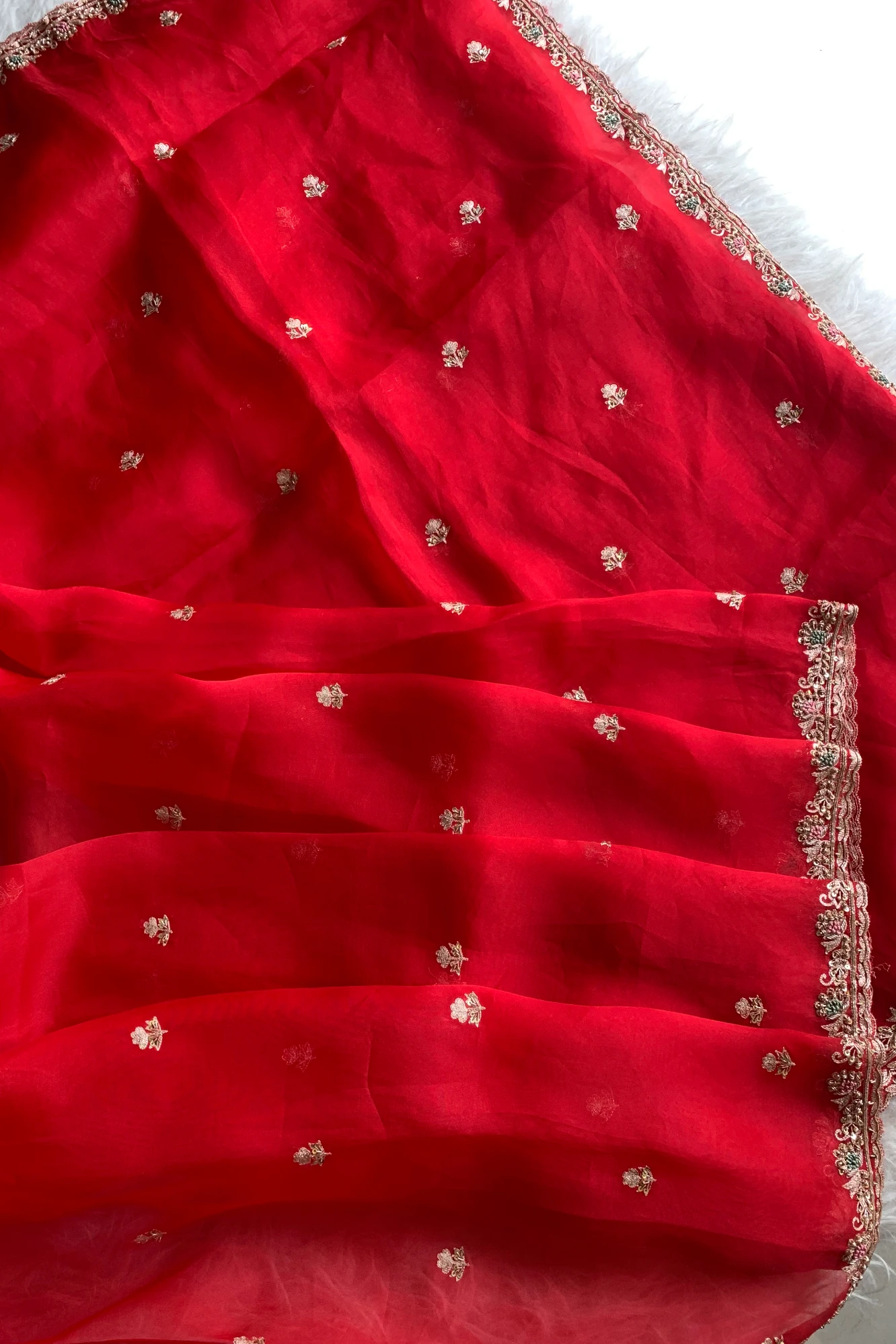 Red Organza Saree 5750 11