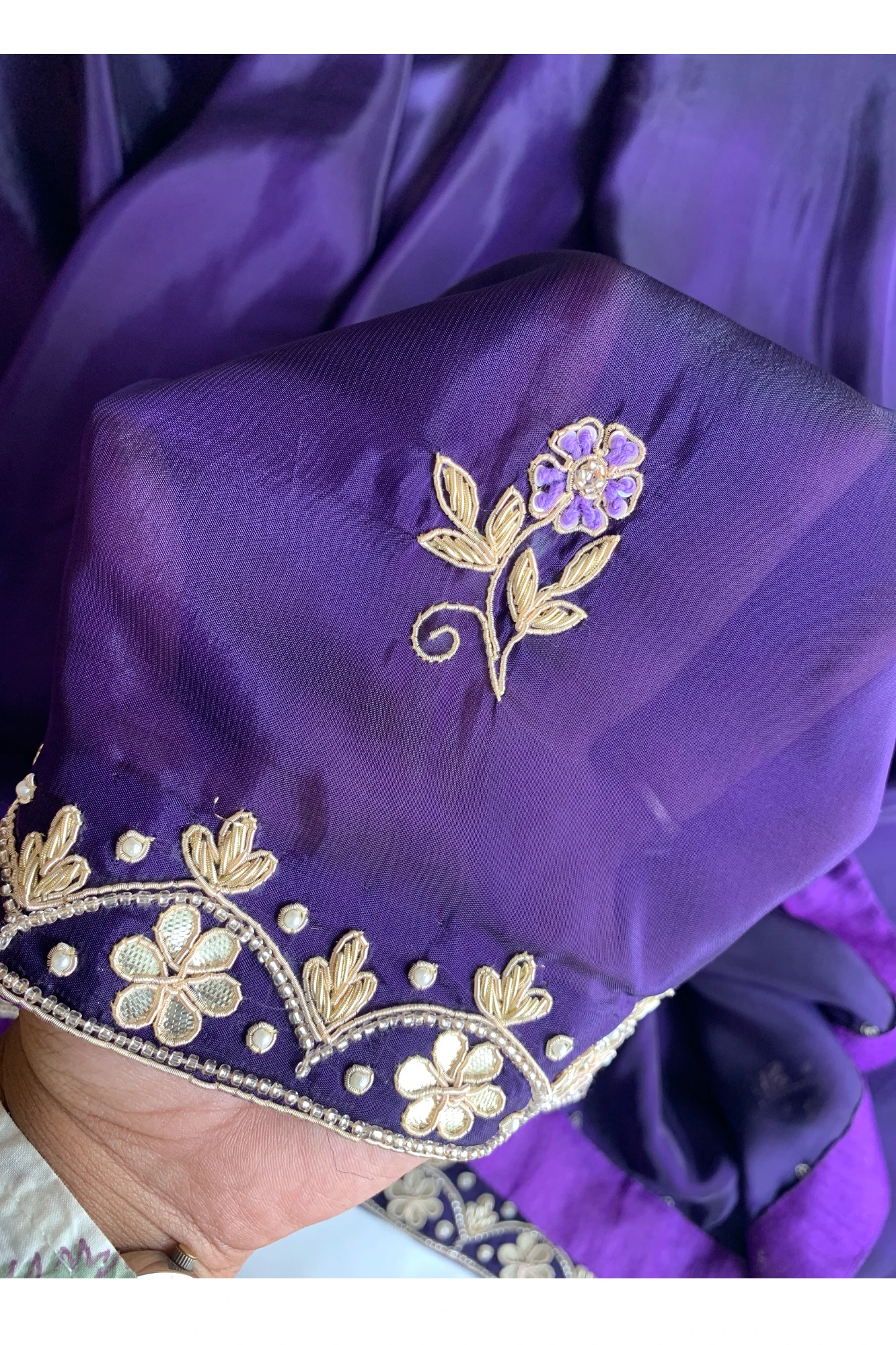 Purple Habutai Silk Saree 5651 22