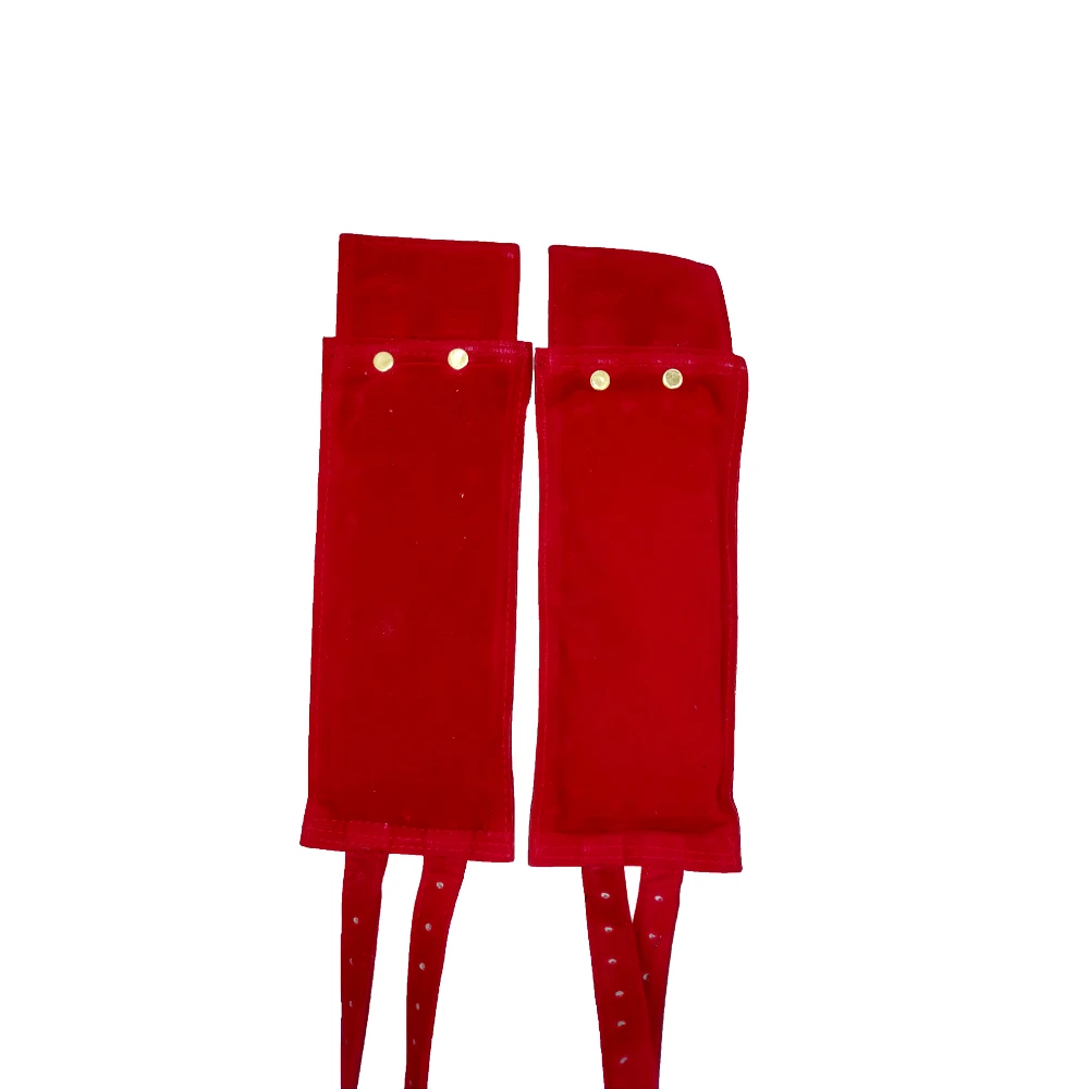 Pure Brass 3 Line Ghungroo Ankle Bells Velvet Pad With Jute Bag for Classical Kathak Dance with Adjustable Strap - Maroon