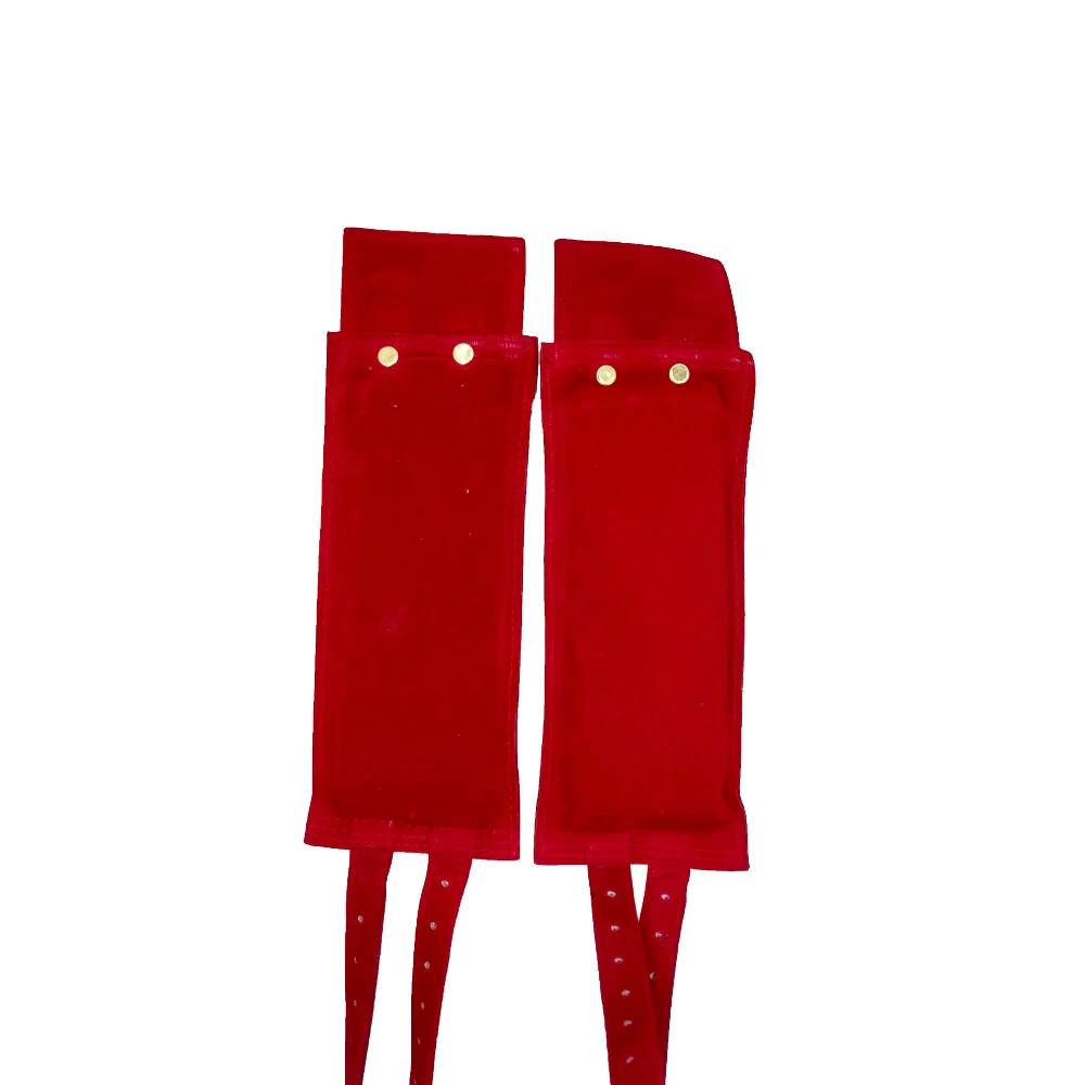 Pure Brass 5 Line Ghungroo Ankle Bells Velvet Pad With Jute Bag for Classical Kathak Dance with Adjustable Strap - Maroon