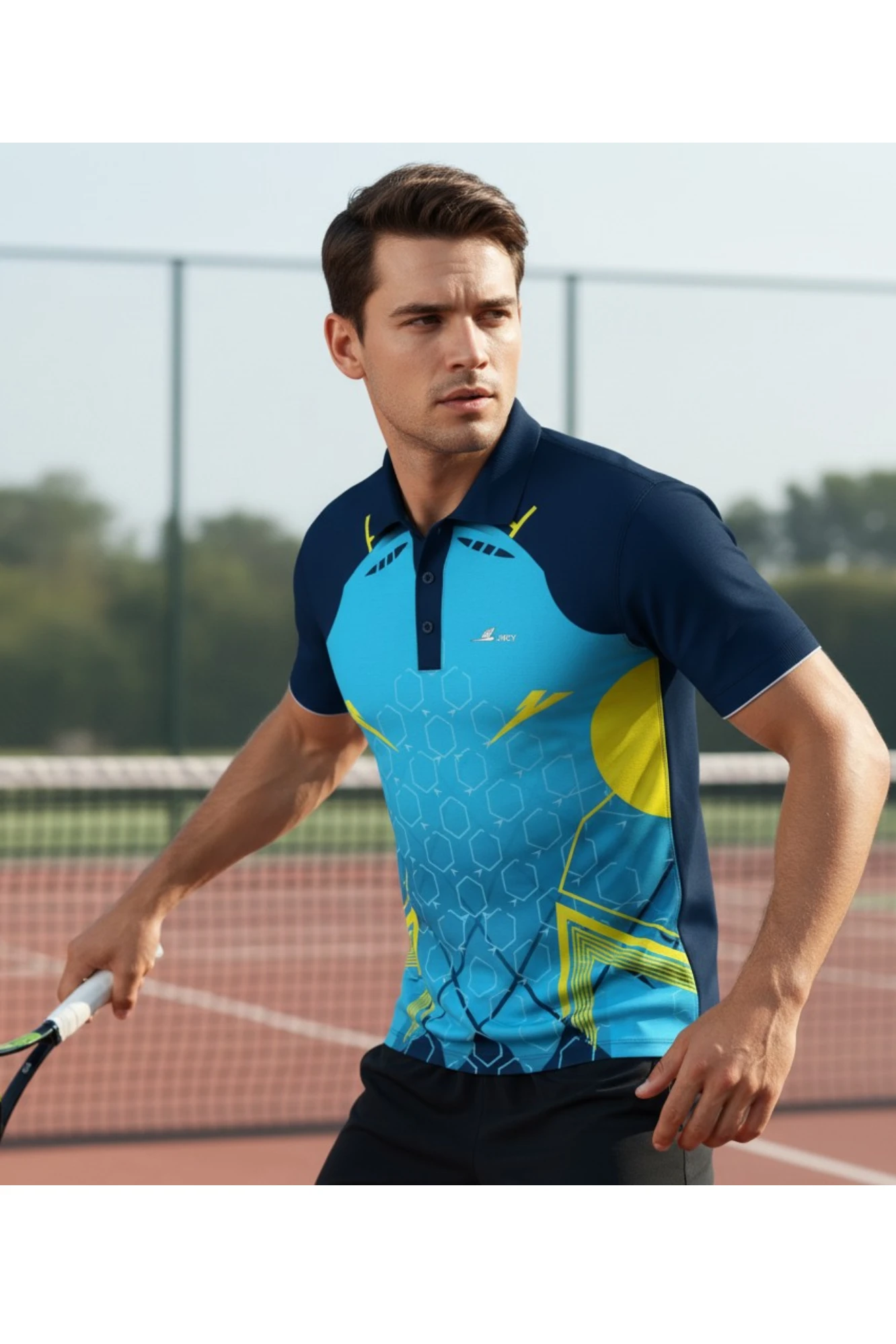 JRCY SKY BLUE CHECK  HALF SLEEVE SPORTS CRICKET TSHIRT FOR MEN (XXXL)