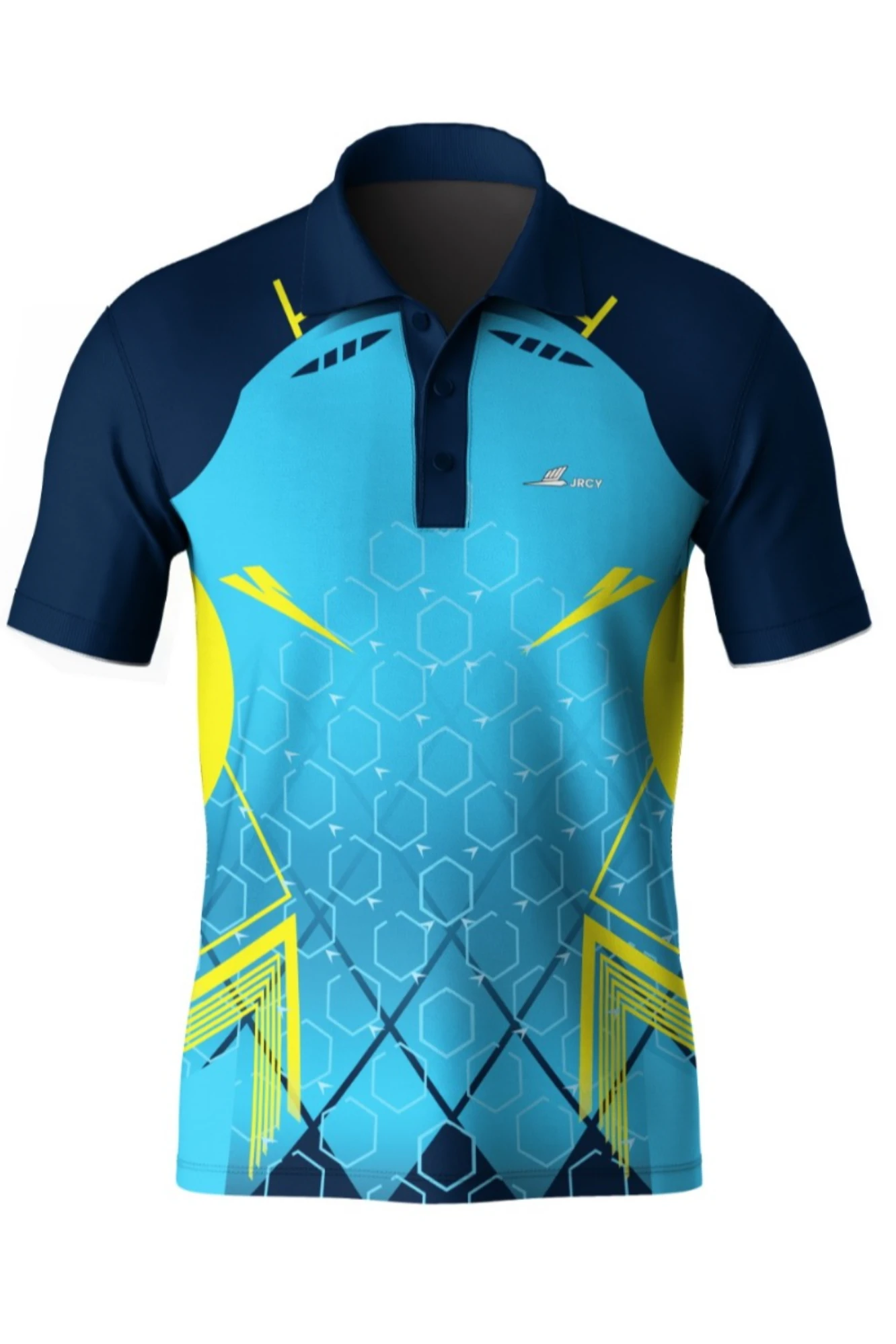 JRCY SKY BLUE CHECK  HALF SLEEVE SPORTS CRICKET TSHIRT FOR MEN