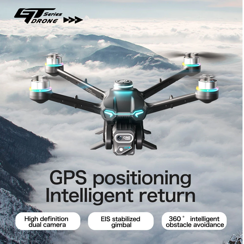 GPS GT6 Fpv Drone 4K HD Dual Camera Four-way Obstacle Avoidance Intelligent Fixed Height Hovering Drone