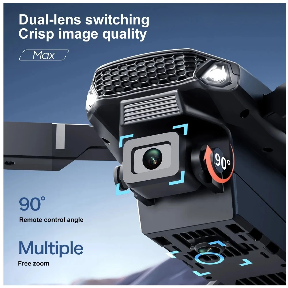 DN99 Drone Foldable Dual Camera with HD Screen Rechargeable Batteries Obstacle Avoidance & 360° Flips Perfect for Beginners & Adults