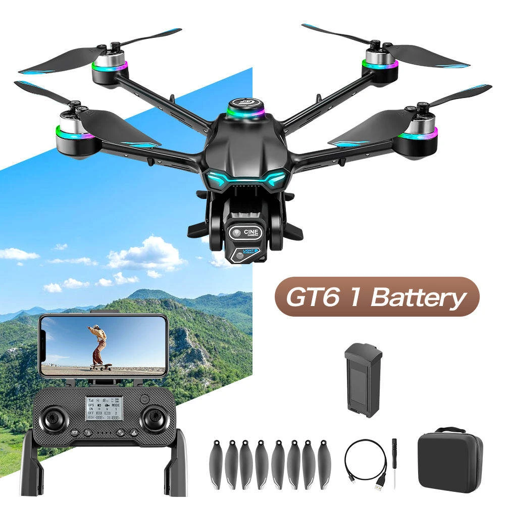 GPS GT6 Fpv Drone 4K HD Dual Camera Four-way Obstacle Avoidance Intelligent Fixed Height Hovering Drone