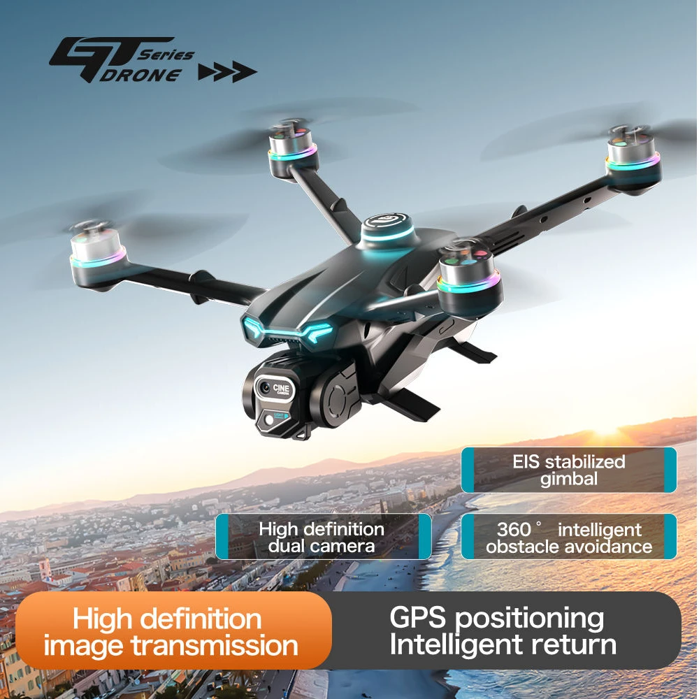 GPS GT6 Fpv Drone 4K HD Dual Camera Four-way Obstacle Avoidance Intelligent Fixed Height Hovering Drone