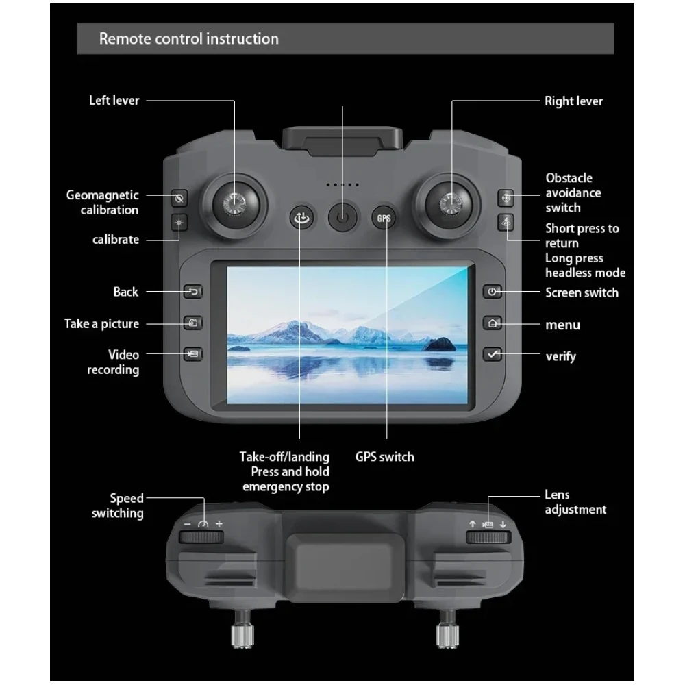 S28 GPS Drone with 4.5 inch Controlled Screen Professional 4K HD Dual Camera Brushless Obstacle Avoidance RC Quadcopter Drone Toy