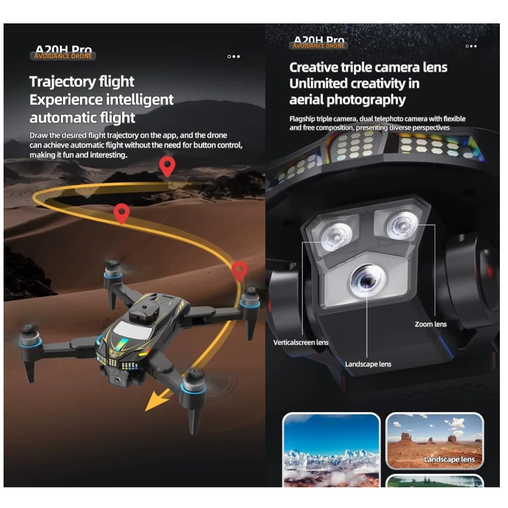 T6 Pro Drone Dual Camera 4k Optical Flow Positioning Remote Control Flying Quadcopter Gesture Video Drone with Brushless Motor and Obstacle Avoidance 4.5 Inch LCD Display