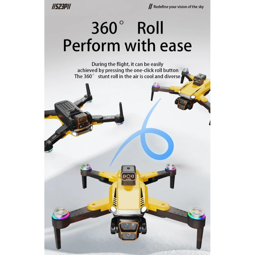 S23P Drone 4K Dual Camera Brushless Drone with Obstacle Avoidance One-Key Take-Off Headless Mode 360° Flips Battery Long Flight & 4.5 Inch LCD Display