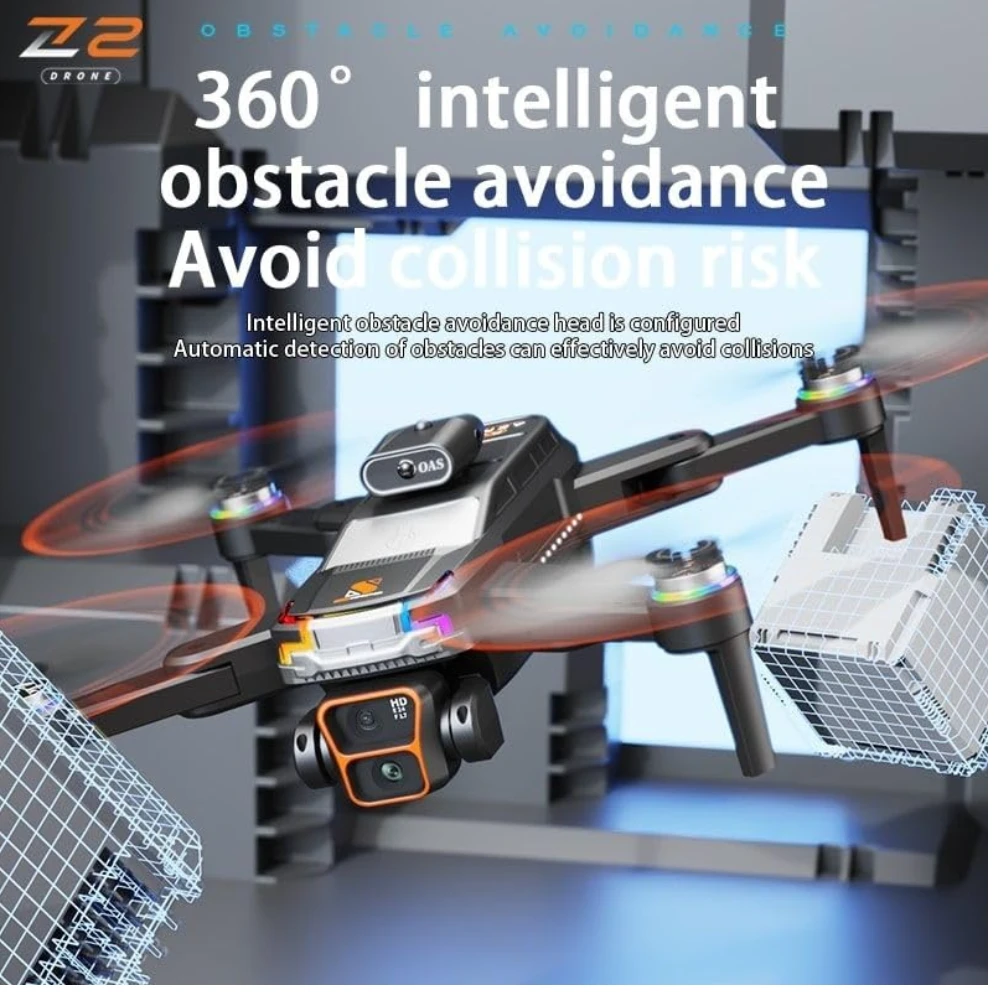 JS 39P Drone 4k Remote Control Dual Camera Drone with 1080p Wi-Fi Selfie Gesture RC Obstacle Avoidance Drone with Brushless Motor One Key Take-off & Landing 4.5 Inch LCD Display