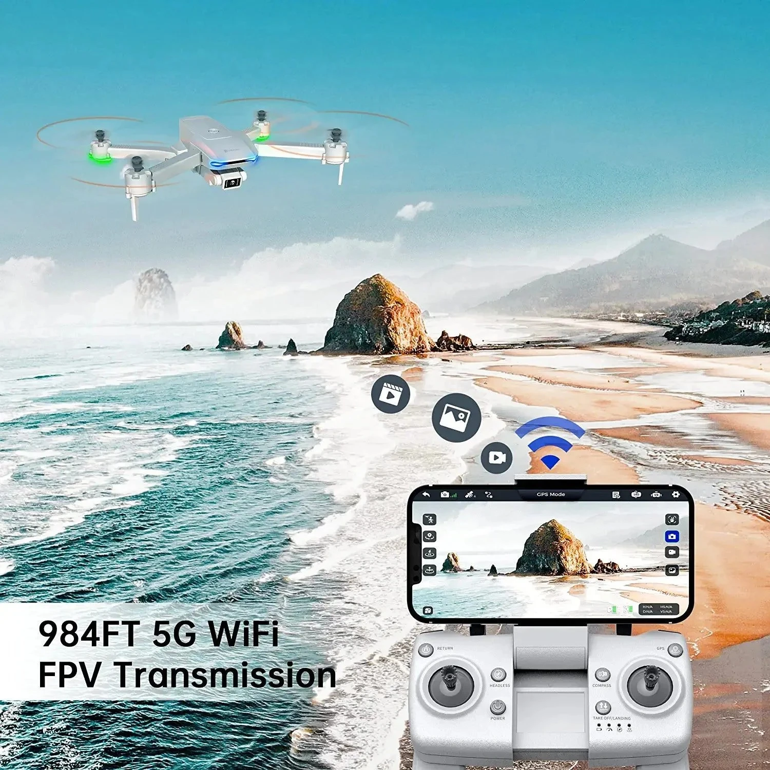DR DG600C GPS Drone with 4K HD Camera for Adults RC Quadcopter with Auto Return Follow Me Mode Waypoint Flight Altitude Hold for Beginners and Experts