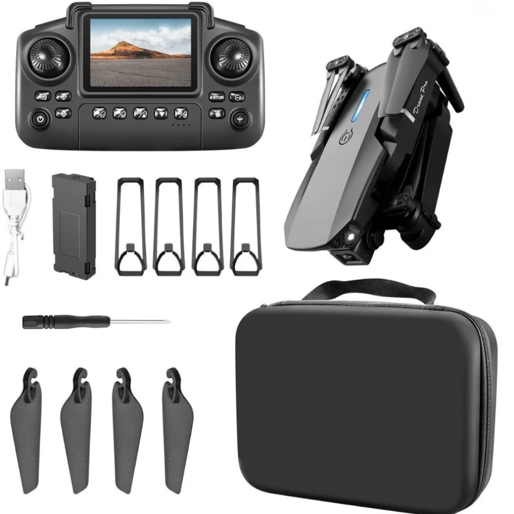 DN99 Drone Foldable Dual Camera with HD Screen Rechargeable Batteries Obstacle Avoidance & 360° Flips Perfect for Beginners & Adults