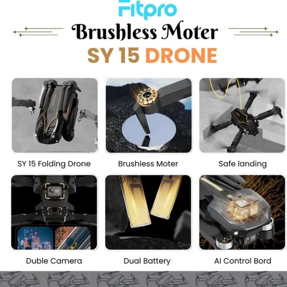 SY15 Pro Drone with 4K HD Dual Camera, Long Flight Time, Obstacle Avoidance, Foldable RC Quadcopter with Remote Control & WiFi FPV for Adults & Beginners