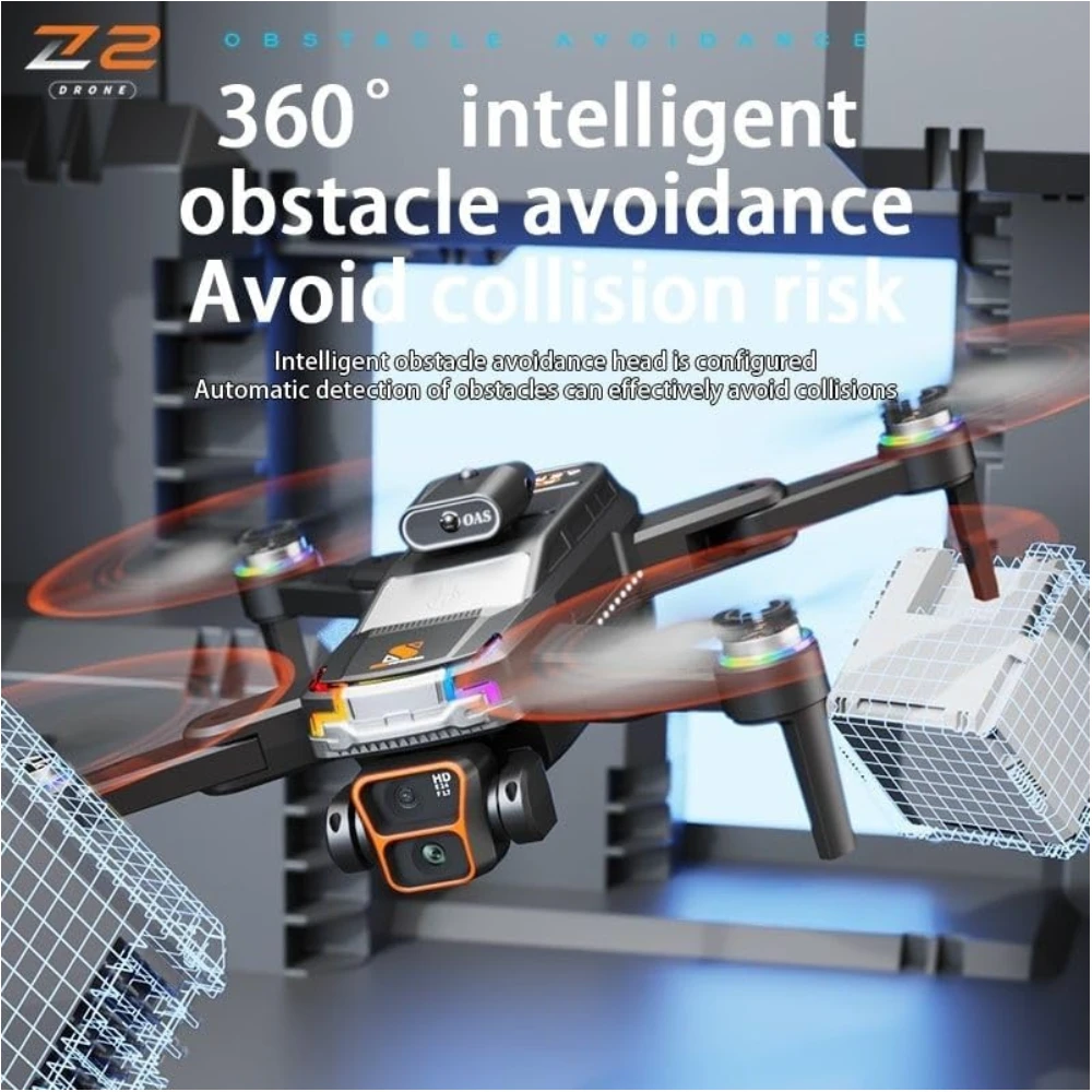 JS39P Drone 4K Remote Control Dual Camera Drone with 1080p WiFi FPV Obstacle Avoidance Brushless Motor Gesture Control One Key Take-Off/Landing 4.5" LCD Display 20 Min Flight