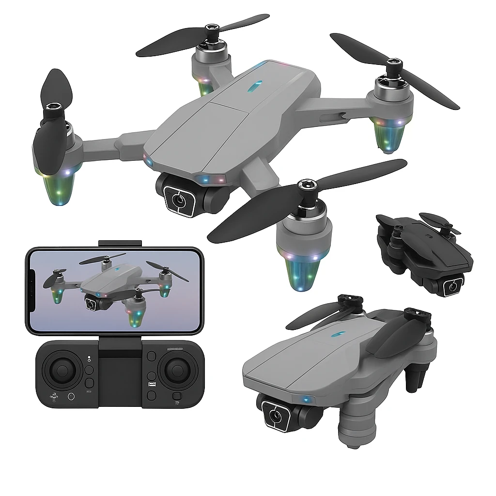 P8 Max Foldable Drone with Dual HD Camera, Obstacle Avoidance, WiFi FPV Live Video, LED Lights & Remote Control