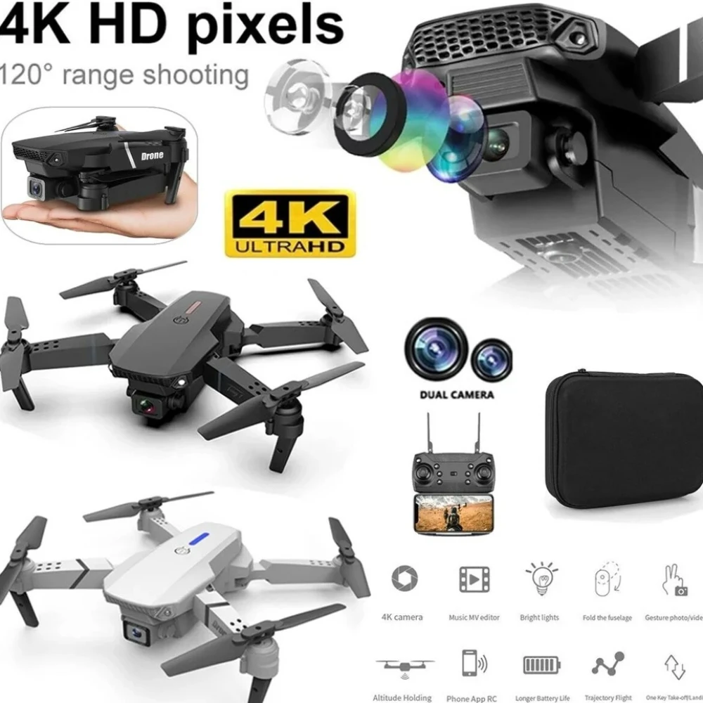 E88 Pro 4K Dual Camera Drone – HD Wide Angle WiFi FPV Quadcopter with 720P Live Feed & Foldable Design