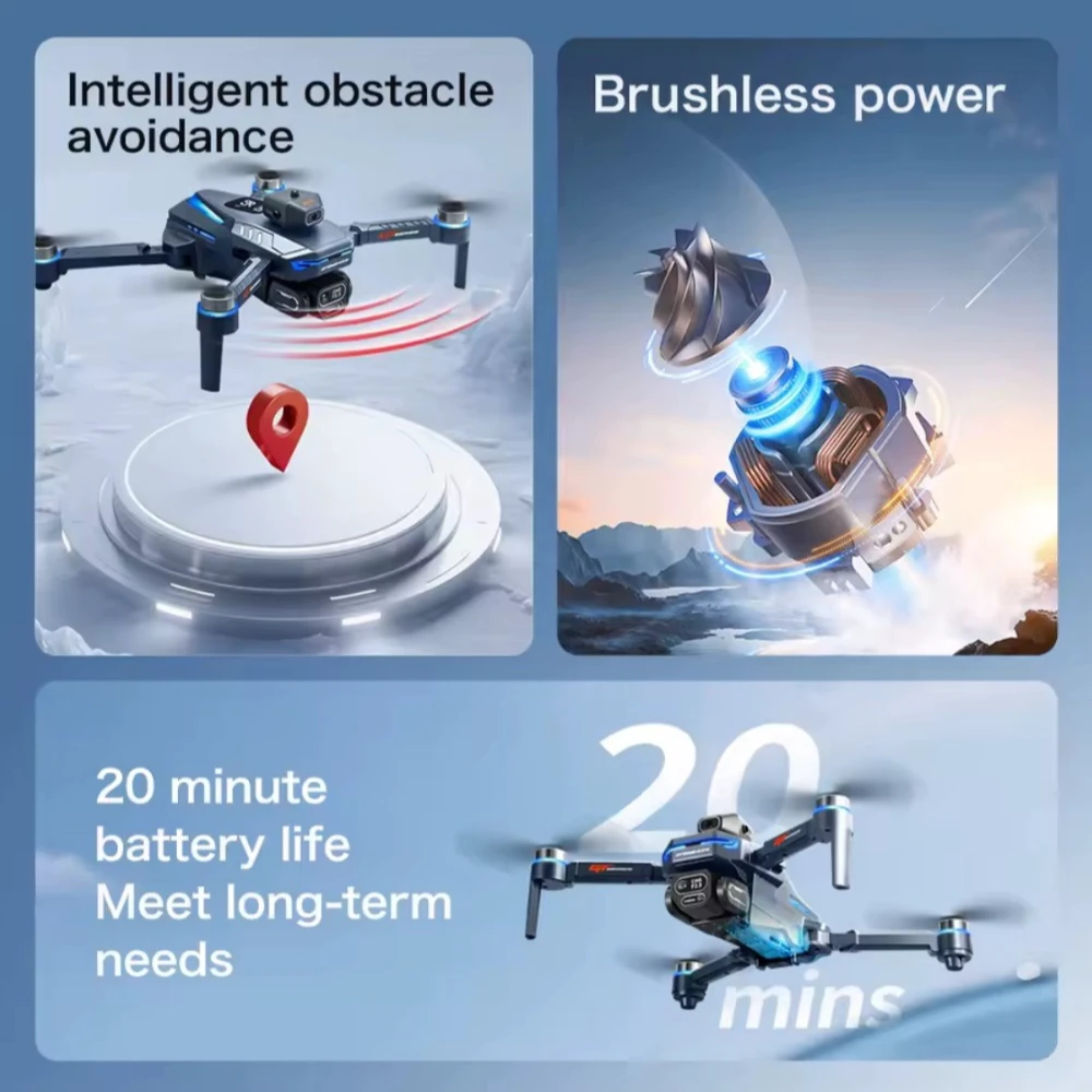 GT8 Foldable RC Drone with 4K HD Dual Camera, Obstacle Avoidance, Brushless Motors, 4.3-Inch Screen, Optical Flow Positioning & 20-Min Flight Time
