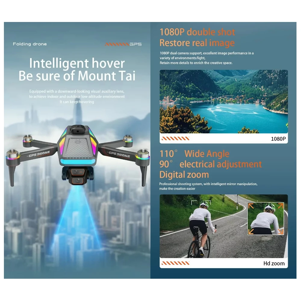 S5P GPS Drone with 4k Dual Cameras Optical Avoidance Gesture Control, Precision Flight & One-Key Return