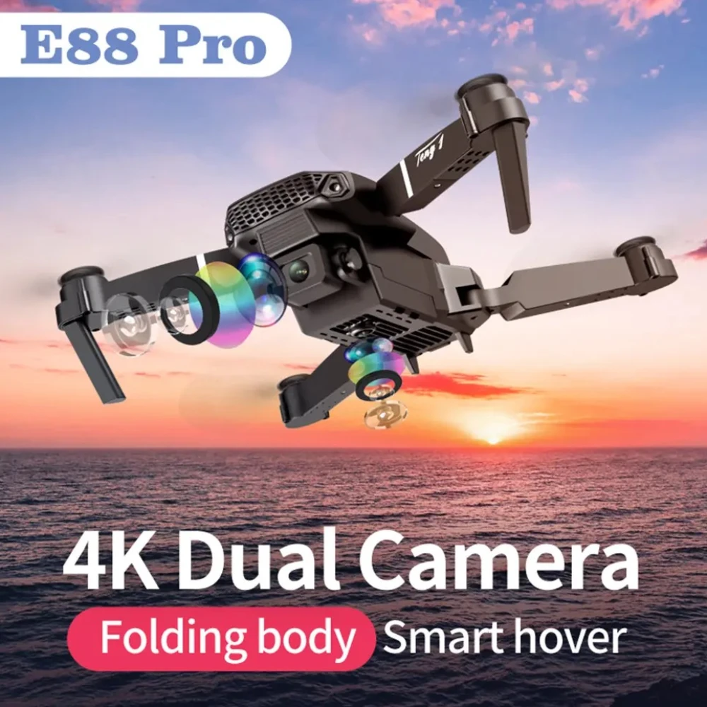E88 Pro 4K Dual Camera Drone – HD Wide Angle WiFi FPV Quadcopter with 720P Live Feed & Foldable Design