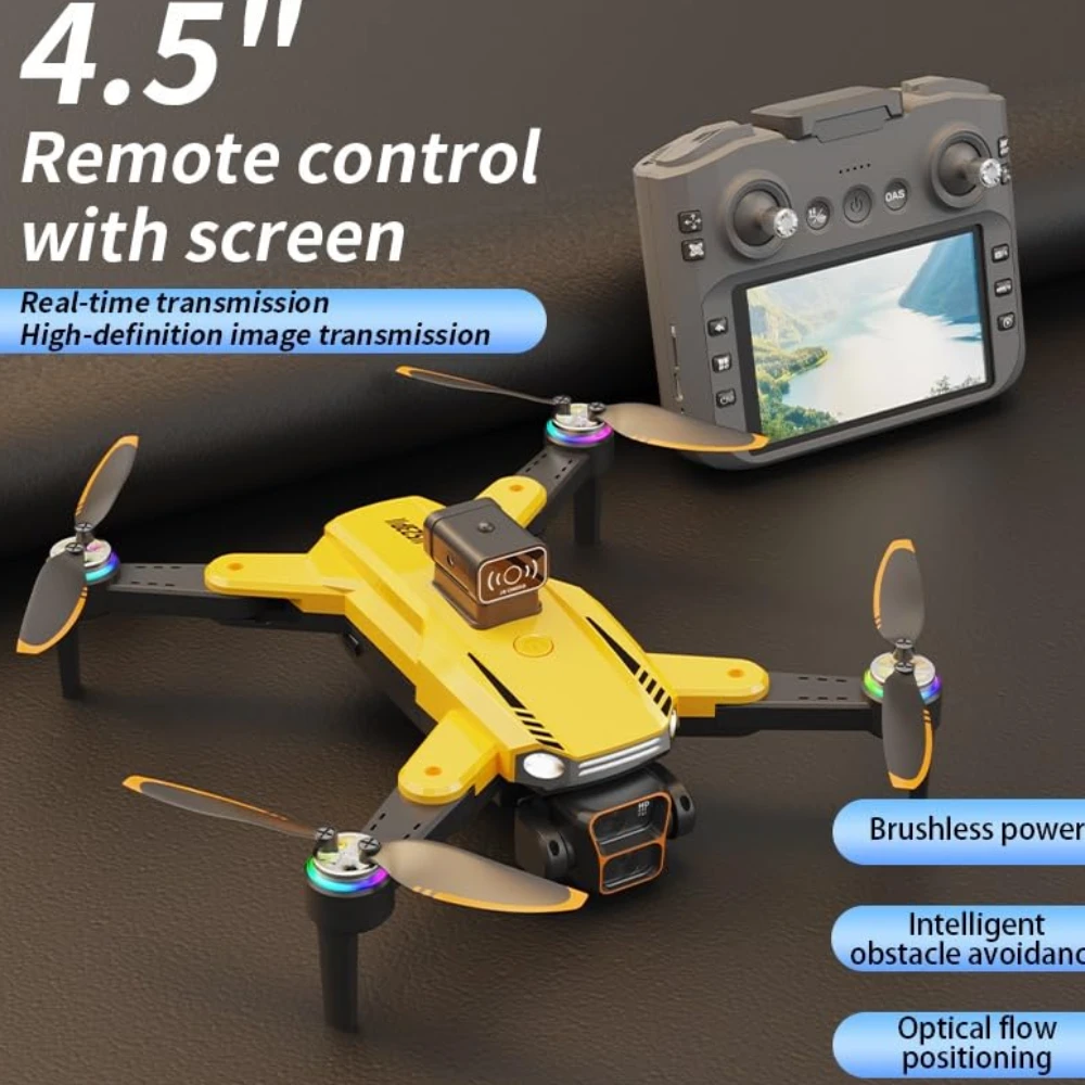S23P Drone 4K Dual Camera Brushless Drone with Obstacle Avoidance One-Key Take-Off Headless Mode 360° Flips Battery Long Flight & 4.5 Inch LCD Display