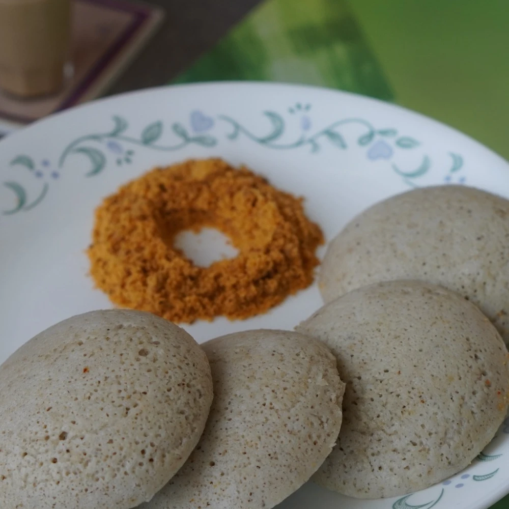 Wed Morn - Jowar idli/ dosa batter + Kala chana millet batter + Coconut chutney