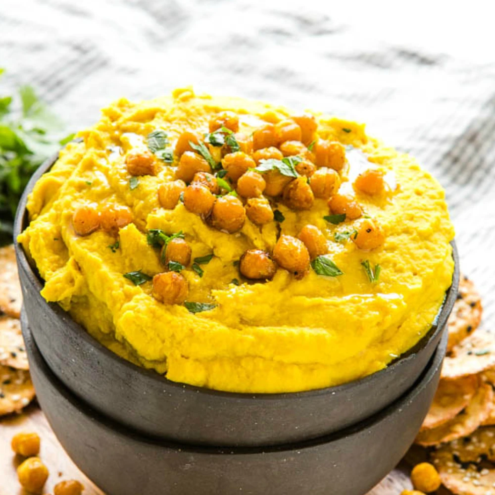 Sat eve - Turmeric and green garlic hummus