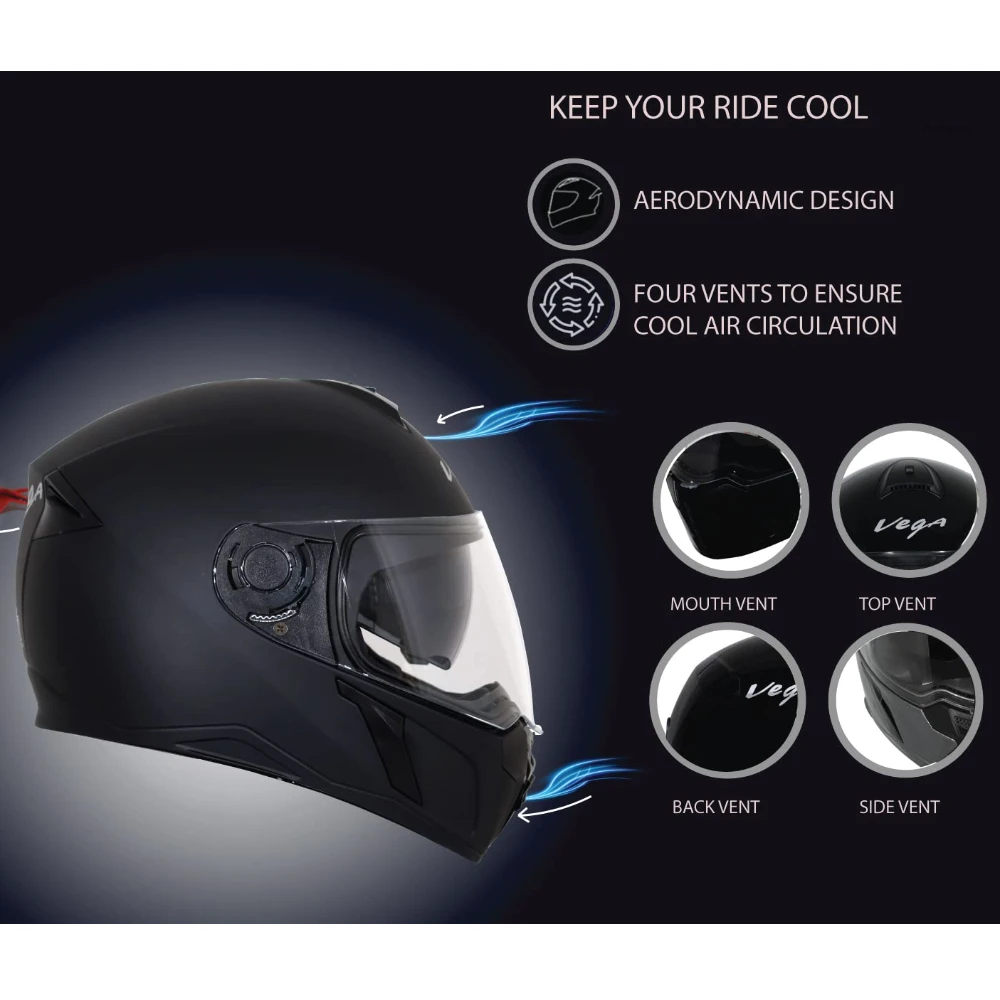 Vega Ryker D/V Dull Black Helmet-M