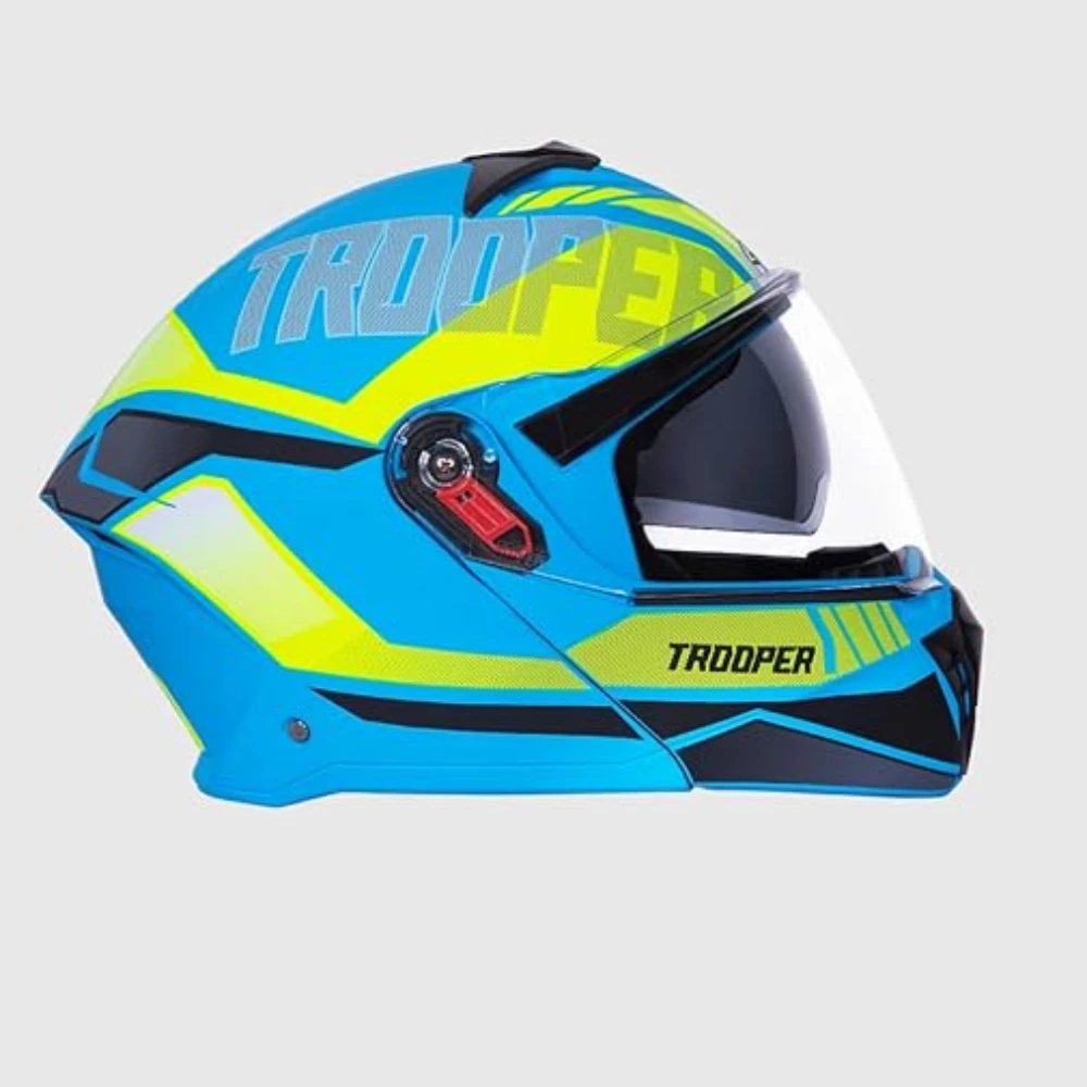 STUDDS Trooper DV D1 ISI and DOT Certified Gloss Finish Flip-up Full Face Helmet for Men and Women with Inner Sun Visor (Matt Blue N5/M)