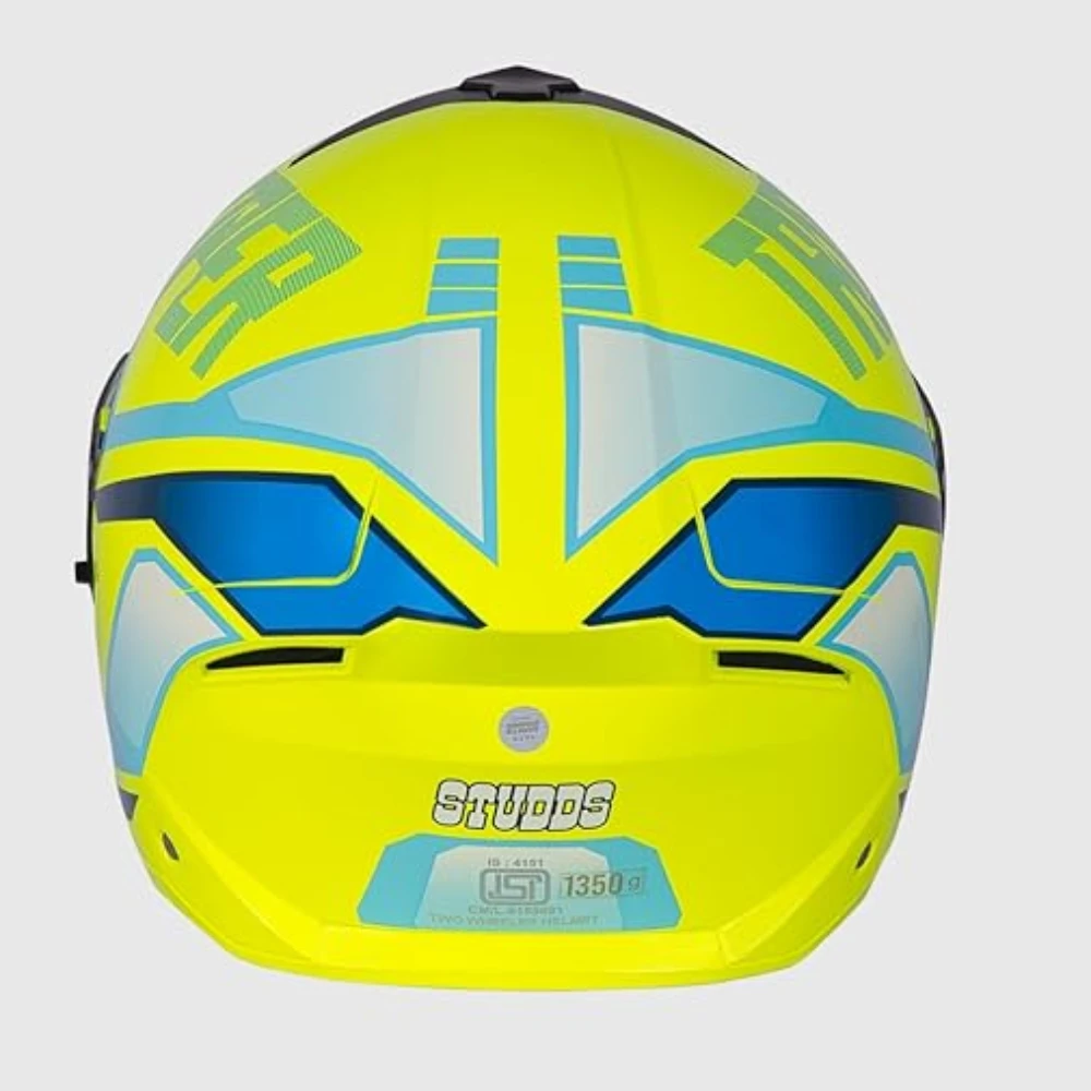 STUDDS Trooper DV D1 ISI and DOT Certified Gloss Finish Flip-up Full Face Helmet for Men and Women with Inner Sun Visor (Yellow N1/M)