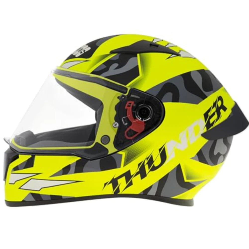 Studds Thunder Full Face Helmet D7 with Clear Visor (Matt Neon Yellow N9, M)