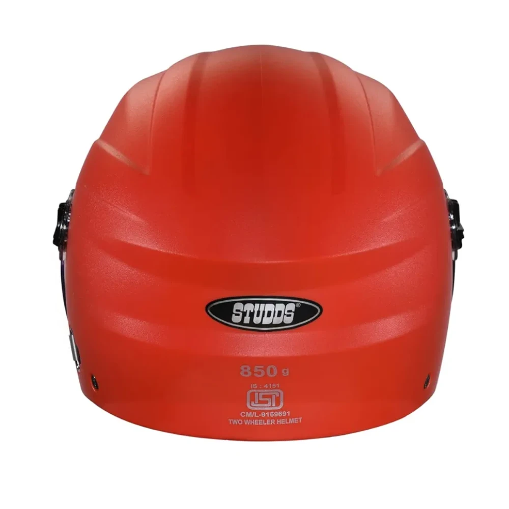 STUDDS RAY ISI Certified Open FACE Helmet for Men and Women with D - Ring Lock (Red/XL)