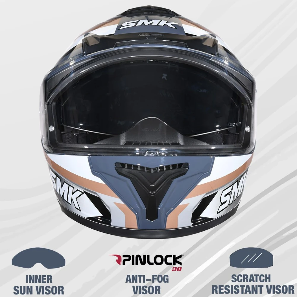 SMK Typhoon Freeride ISI ECE & DOT Certified Full Face Dual Visor Helmet for Men and Women with Pinlock Fitted Clear Visor and Inner Sun Visor ( GL627 - 2XL )