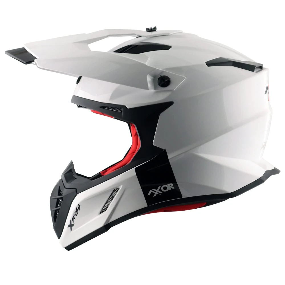 Axor X Cross ISI ECE DOT Certified Full Face Dual Sport Peak Off Road Helmet for Men and Women White Red M
