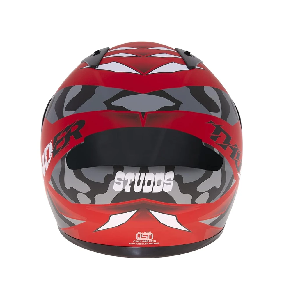 Studds ThunderD7 ISI and DOT Certified Full Face Graphic Helmet for Men and Women with Clear Visor (Matt Red N9, XL)